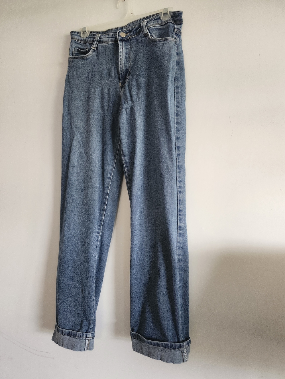 Zara Jeans Size 30 | Straight Leg Bootcut | Folded Hem | Blue Denim